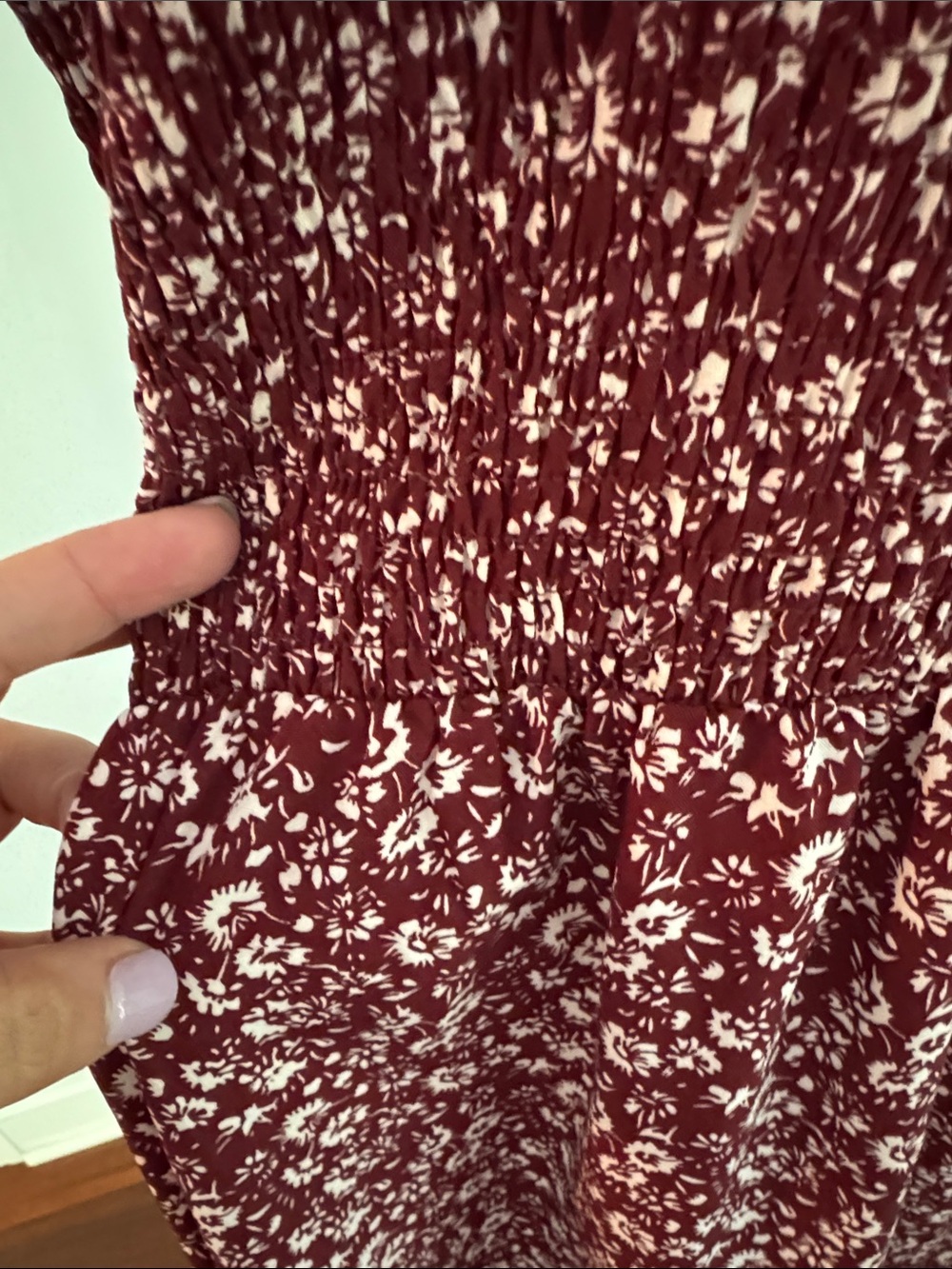 Smocked Waist Burgundy Floral Maxi Dress - NWT - Picture 4 of 7
